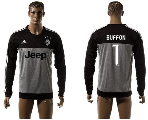 Juventus #1 Buffon Grey Long Sleeves Soccer Club Jersey - Click Image to Close
